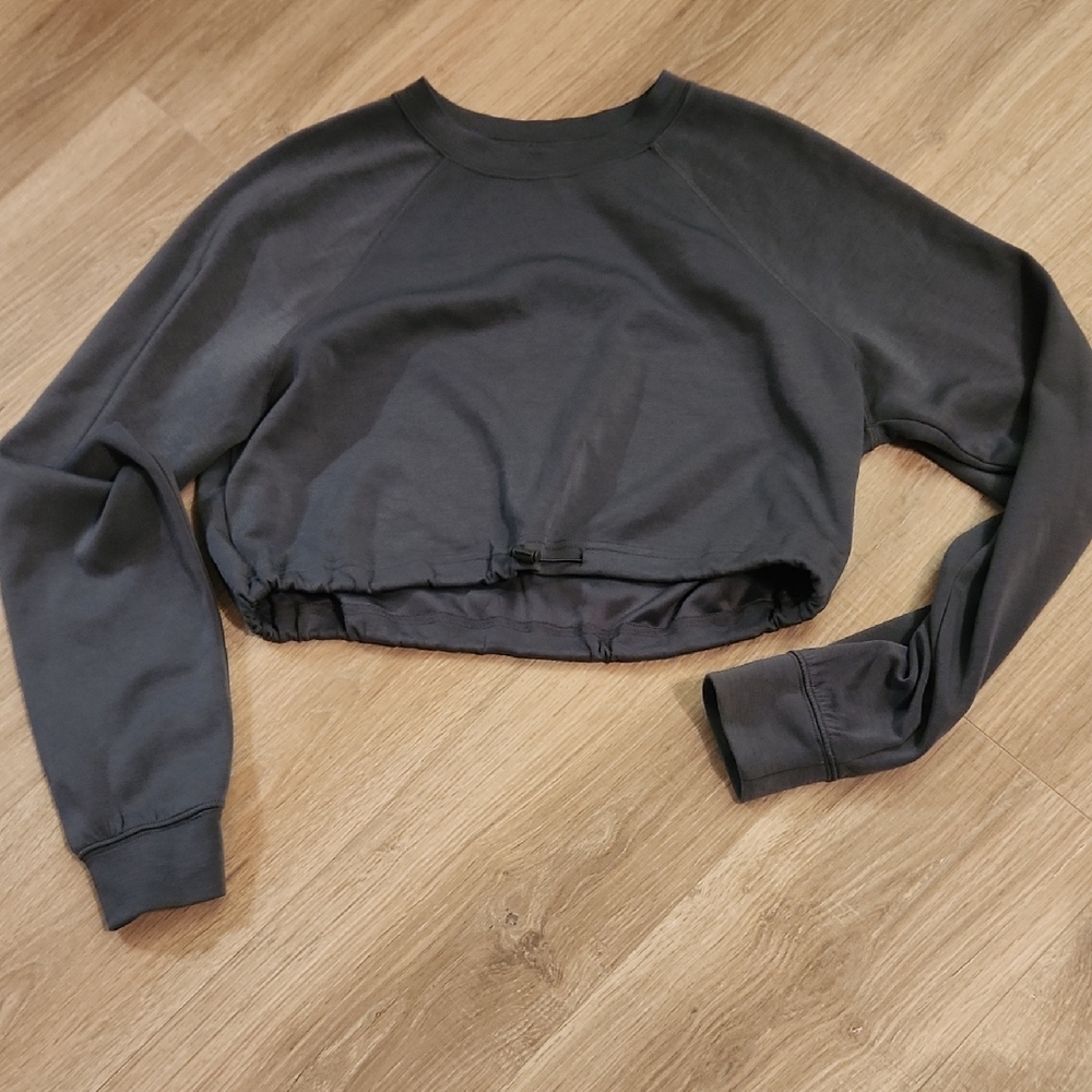 Gilly Hicks Charcoal Gray Cropped Drawstring Sweatshirt